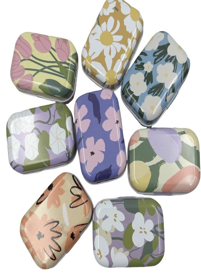 CCUUHJ 8Pcs Mini Flower Tin Trinket Jewelry Organizer Storage Box Decorative Boxes Small Metal Tins with Hinged Lids Portable Box Containers,Easter Basket Stuffers (Flower 03) - Image 2